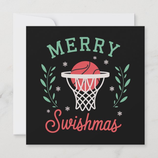 Cartão De Festividades Feliz Natal com Basquete Esportes de Natal  (Frente)
