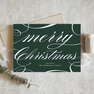 Cartão De Festividades Feliz Natal com Fonte Elegante em Verde