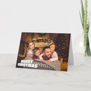 Cartão De Festividades Feliz Natal Com Foto Da Família De Bonés