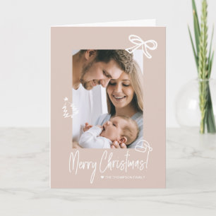 Cartão De Festividades Feliz Natal com Foto Moderna e Neutra de Família c