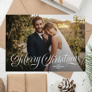 Cartão De Festividades Feliz Natal com letra estilosa simples foto