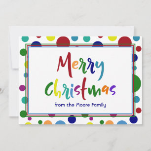 Cartão De Festividades Feliz Natal com Letras e Pontos Multicoloridos 3