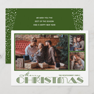 Cartão De Festividades Feliz Natal com Múltiplas Fotos em Verde