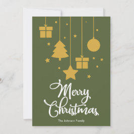 Cartão De Festividades Feliz Natal Com Presentes Verde Azeite Escuro