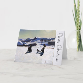 Cartão De Festividades Feliz Natal com um pintor americano GC