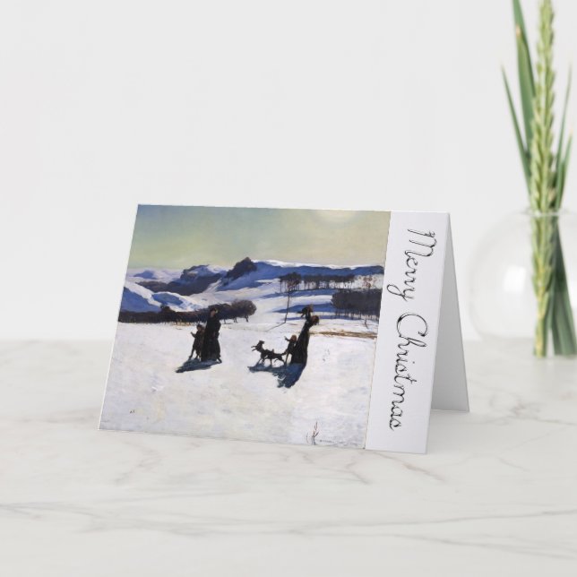 Cartão De Festividades Feliz Natal com um pintor americano GC (Frente)