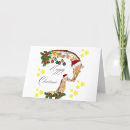 Cartão De Festividades Feliz Natal Com uma família amorosa de Girafas