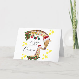 Cartão De Festividades Feliz Natal Com uma família amorosa de Girafas