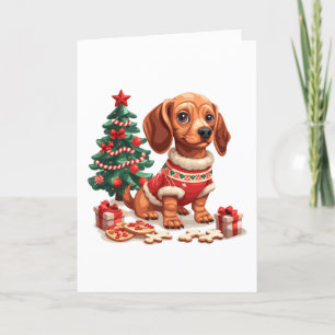 Cartão De Festividades Feliz Natal - Cookies Feriados de Cachshund