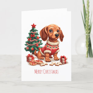 Cartão De Festividades Feliz Natal - Cookies Feriados de Cachshund