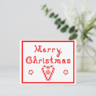Cartão De Festividades Feliz Natal Corações Bengalas de Peppermint Espira