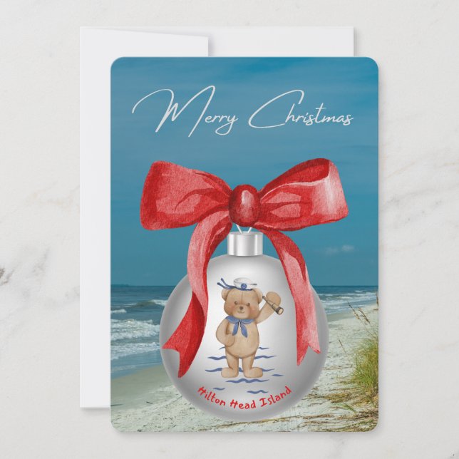 Cartão De Festividades Feliz Natal Costeiro Hilton Head Island Beach (Frente)
