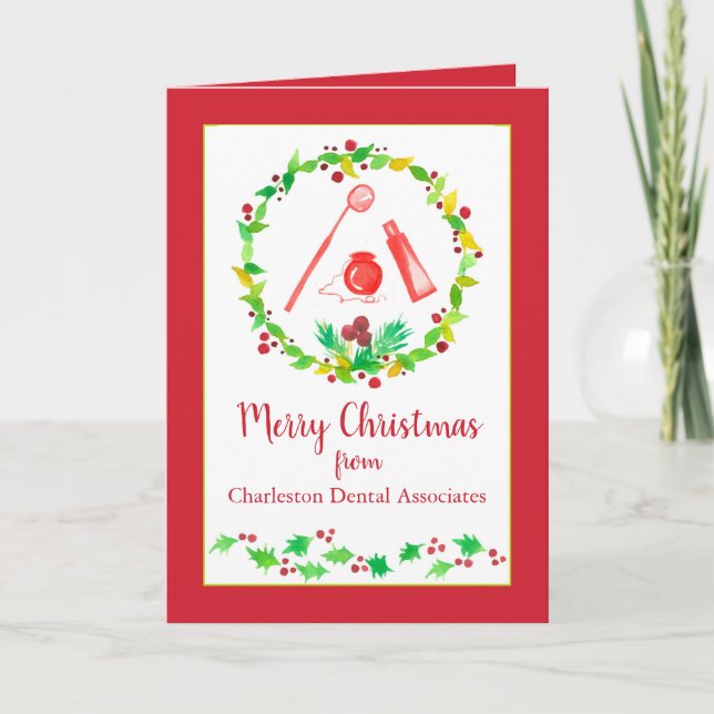 Cartão De Festividades Feliz Natal Da Dentist Office Business (Frente)