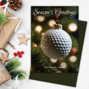 Cartão De Festividades Feliz Natal da Estação do Golfe Verde Escuro