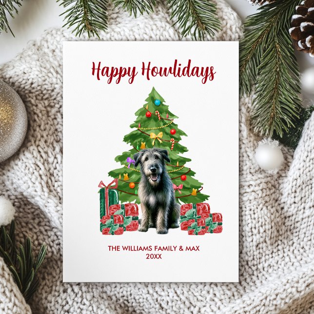 Cartão De Festividades Feliz Natal da Família de Cachorros de Wolfhound I (Criador carregado)