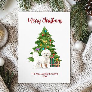 Cartão De Festividades Feliz Natal da família de cachorros-frade Bichon