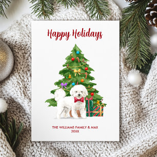 Cartão De Festividades Feliz Natal da família de cachorros-frade Bichon