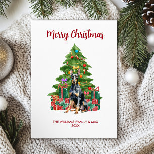 Cartão De Festividades Feliz Natal da Família de Cães Doberman