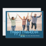 Cartão De Festividades Feliz Natal da Família Hanukkah<br><div class="desc">Esta Ficha de Férias Feliz da Família Hanukkah é sobre a cor e alegria da temporada de festas! Simples, mas divertido e otimista, ao adicionar sua própria foto favorita da família e personalizar a mensagem de feriado, você certamente trará um sorriso para todos na sua lista de cartões de feriado....</div>