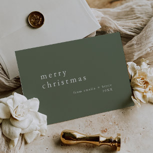 Cartão De Festividades Feliz Natal da Família Moderna Simples e Verde da