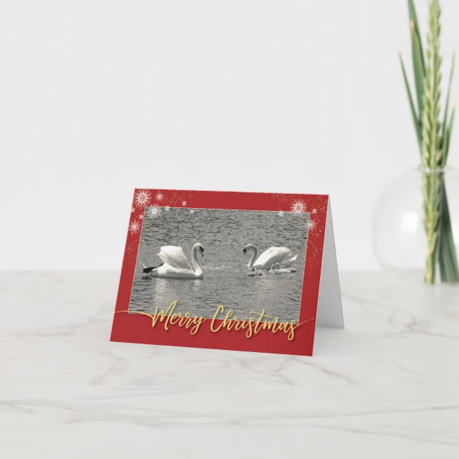 Cartão De Festividades Feliz Natal da família Swan (Frente)