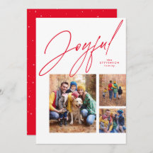 Feliz Natal da família vermelha de três fotos