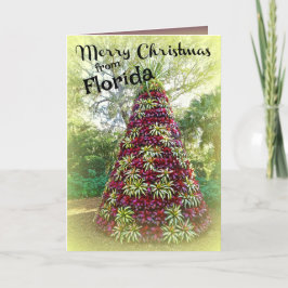 Cartão De Festividades Feliz Natal da Flórida Bromeliad Tree