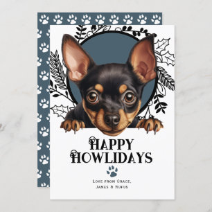 Cartão De Festividades Feliz Natal da Miniatura Pinscher