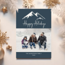 Feliz Natal da Montanha Neve Foto Azul Natal