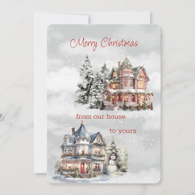 Cartão De Festividades Feliz Natal Da Nossa Casa Para O Seu Vitoriano (Frente)