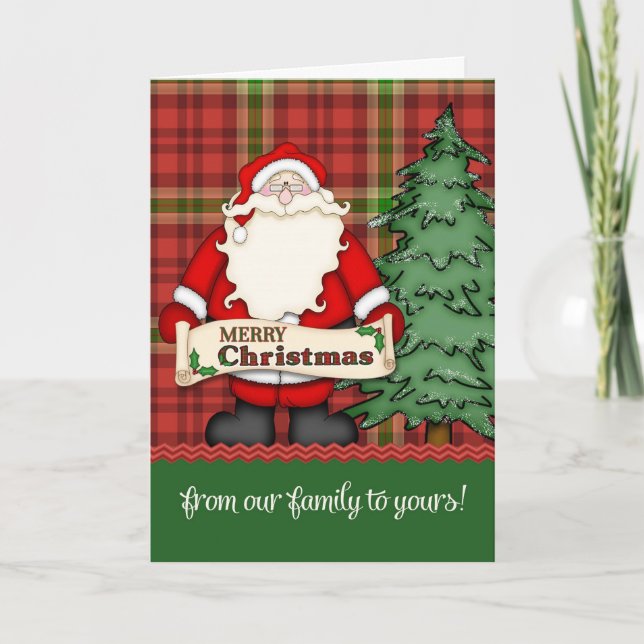 Cartão De Festividades Feliz Natal da nossa família para a sua (Frente)