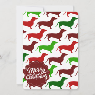 Cartão De Festividades Feliz Natal Dachshund Wiener Dog Pattern