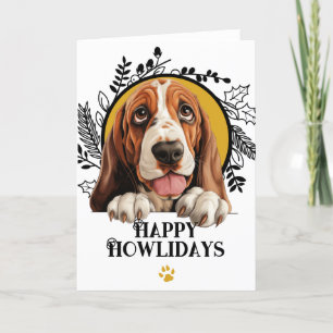 Cartão De Festividades Feliz Natal de Bassett Hound