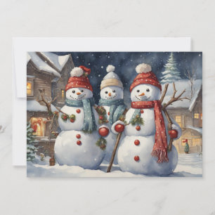 Cartão De Festividades Feliz Natal de Bonecos de Neve