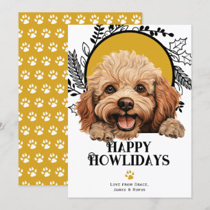 Cartão De Festividades Feliz Natal de Brinquedo Poodle