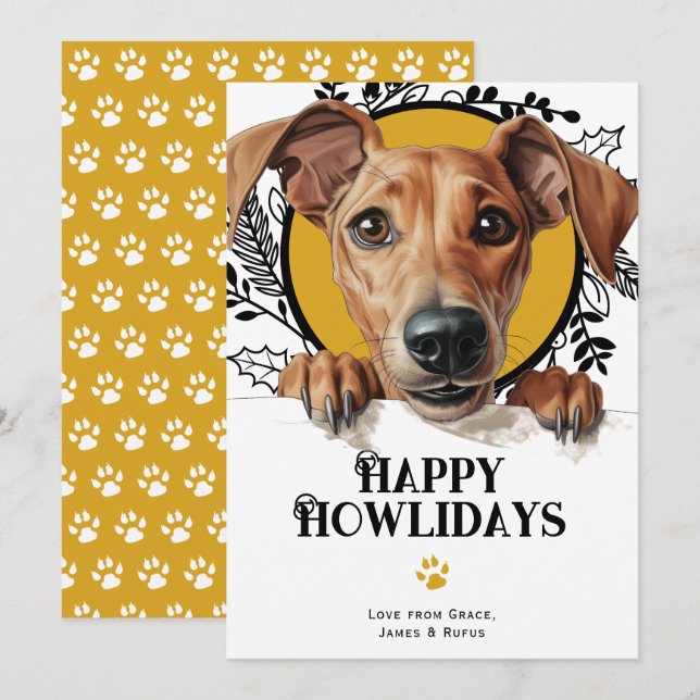 Cartão De Festividades Feliz Natal de Cachorro Azawakh (Frente/Verso)