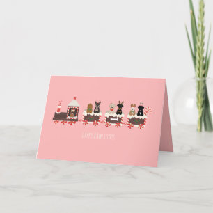 Cartão De Festividades Feliz Natal de Cachorro Comboio