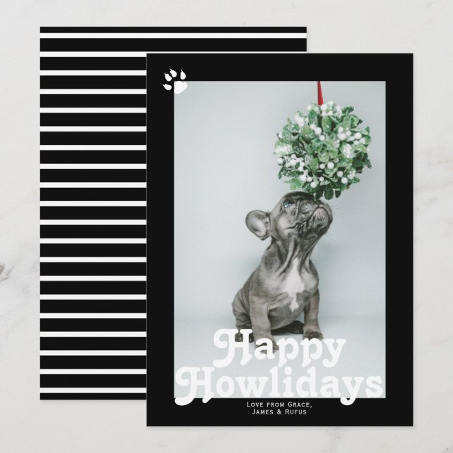 Cartão De Festividades Feliz Natal de Cachorro de Pet (Frente/Verso)