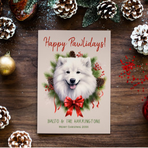 Cartão De Festividades Feliz Natal de Cachorro Samovido Feliz Feliz Feliz