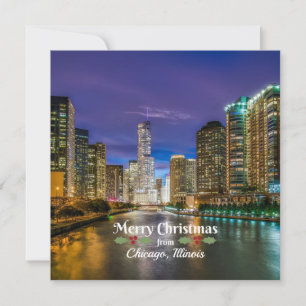 Cartão De Festividades Feliz Natal de Chicago, IL