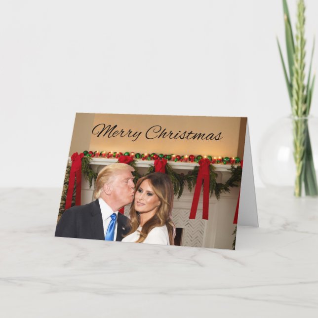 Cartão De Festividades Feliz Natal de Donald e Melania (Frente)