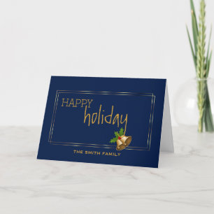 Cartão De Festividades Feliz Natal de Férias Feliz Natal Jingle Bell Azul