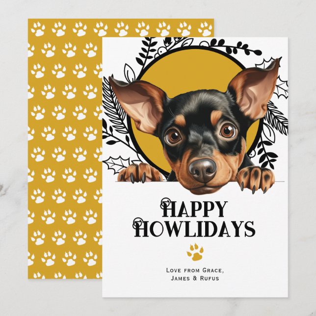 Cartão De Festividades Feliz Natal de Manchester Terrier Dog (Frente/Verso)