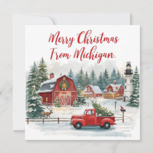 Cartão De Festividades Feliz Natal de Michigan – Inverno Aconchegante