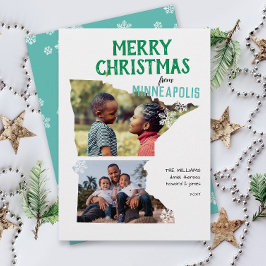 Cartão De Festividades Feliz Natal de Minnesota Dois Fotos