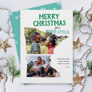 Cartão De Festividades Feliz Natal de Minnesota Dois Fotos