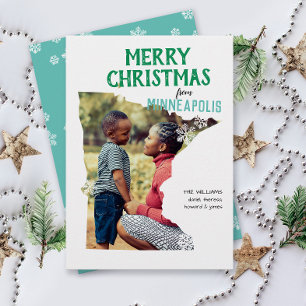 Cartão De Festividades Feliz Natal de Minnesota Uma Foto