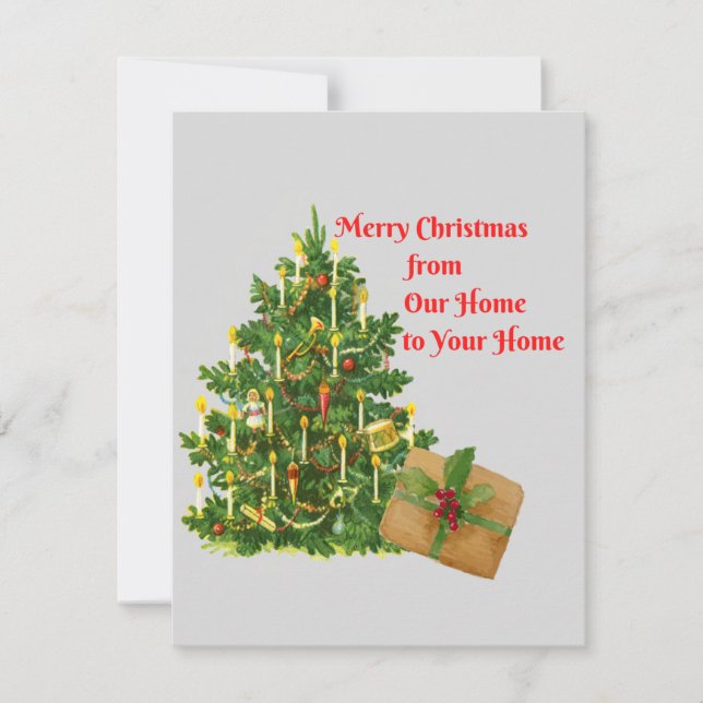 Cartão De Festividades Feliz Natal de Nossa Casa para a Sua em uma  (Frente)