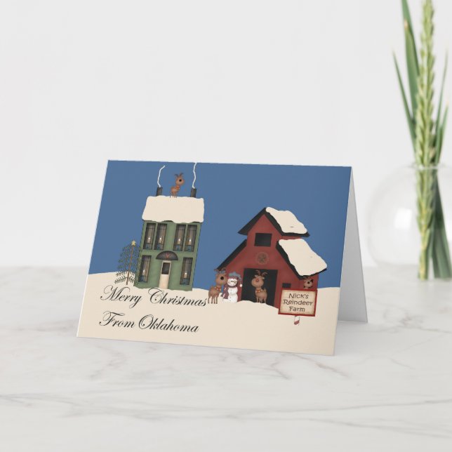 Cartão De Festividades Feliz Natal De Oklahoma (Frente)