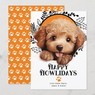 Cartão De Festividades Feliz Natal de Poodle Dog